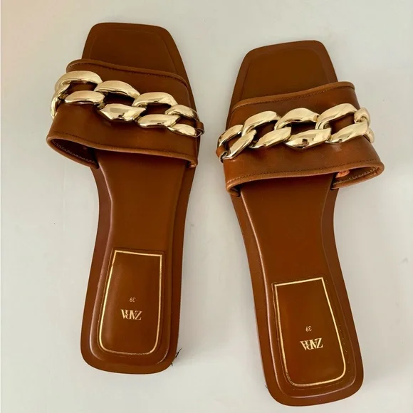 Zara sandals with gold chain details - Picture 4 of 8